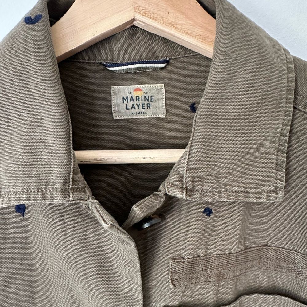 Marine Layer Dusty Olive Gracey Embroidered Chore Utility Jacket Women’s Size XS - Picture 4 of 6
